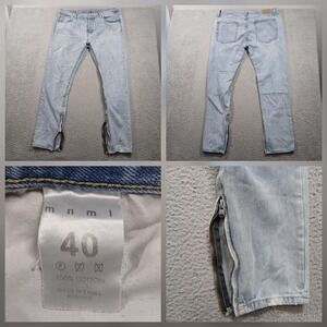 MNML Zipper Ankle Jeans Men's 40 Light Wash Biker Style Denim